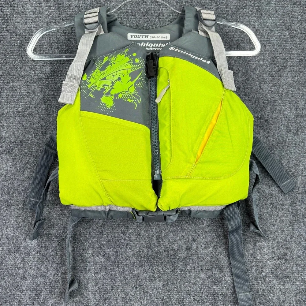 Stohlquist Youth Life Jacket PFD 50-90 lbs Lime Green Grey Kayak Canoe Sailing
